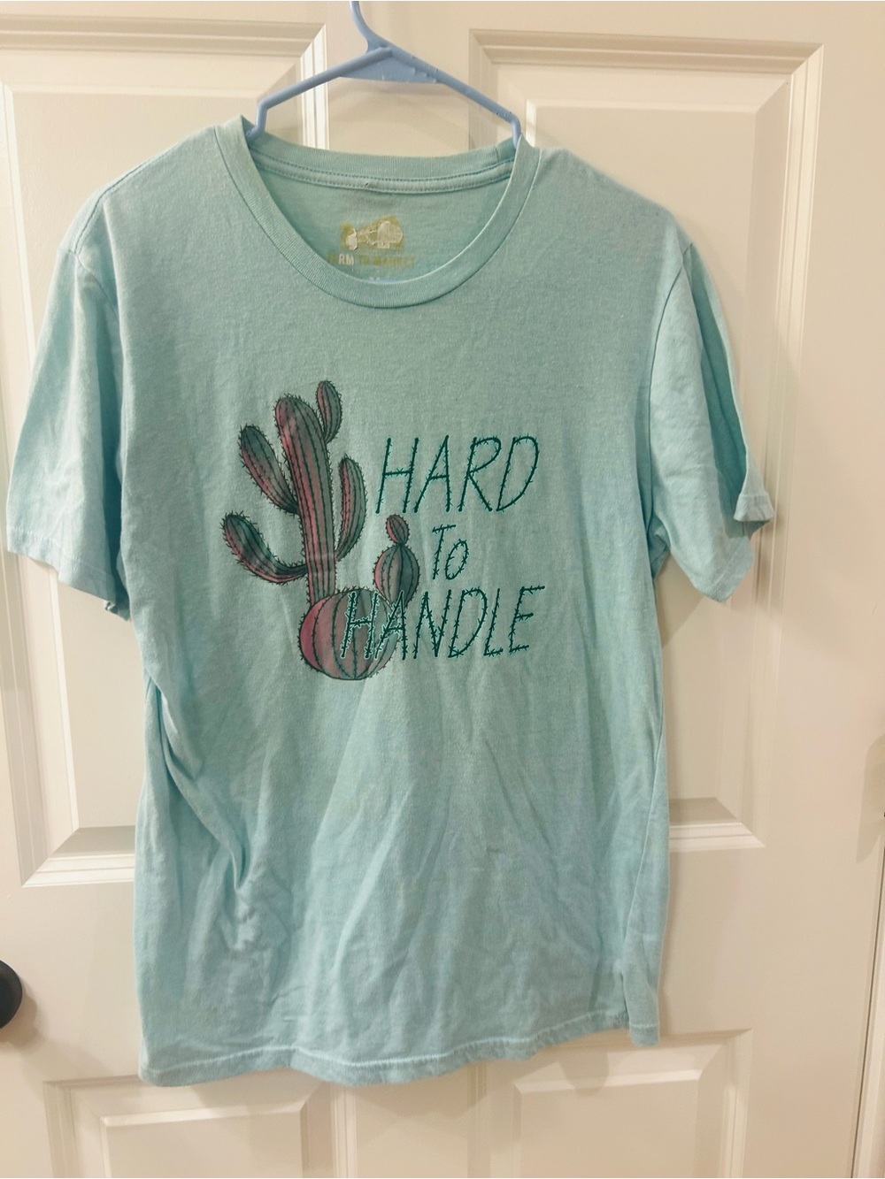 Woman’s Farm to Market Hard to Handle Cactus Graphic Short Sleeve T-Shirt-Sz M